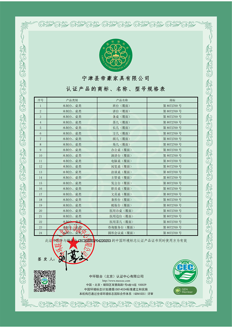 China Environmental Labeling Product Certification Certificate - Ten Rings - Artificial Board